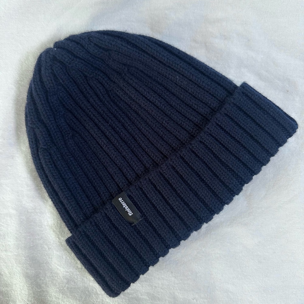 Finisterre Classic Navy Blue Ribbed Beanie